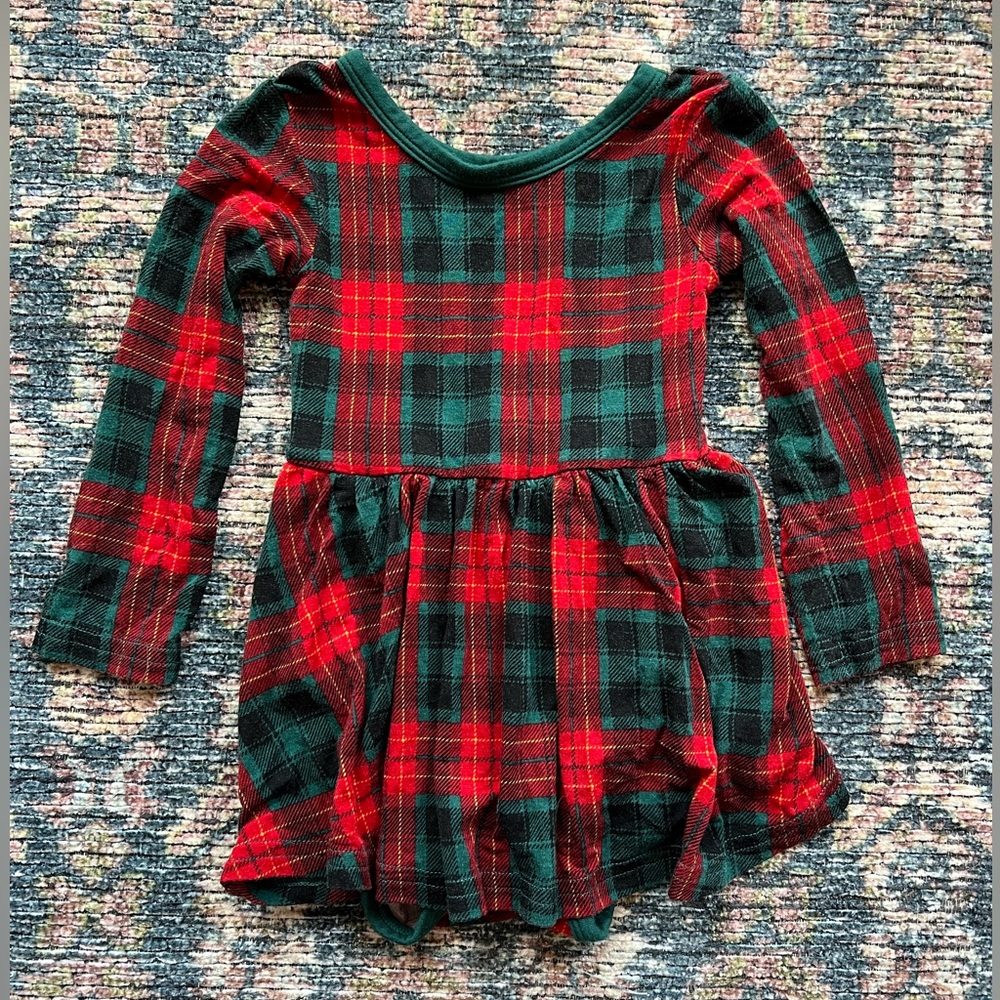 Little Sleepies Red and Green Plaid Kids twirl dress!